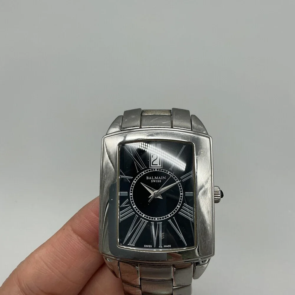 Pierre Balmain Mens Watch 32mm Black Dial Stainless Bracelet 3181 New Battery 8